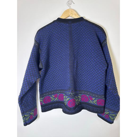Dale of Norway Casual Dale Rose Floral Knit Cardigan Sweater - Medium - Picture 6 of 9